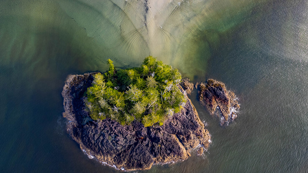 San Josef Bay beach aerial view