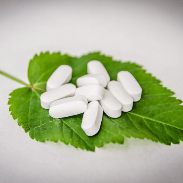Nausea medication on a leaf