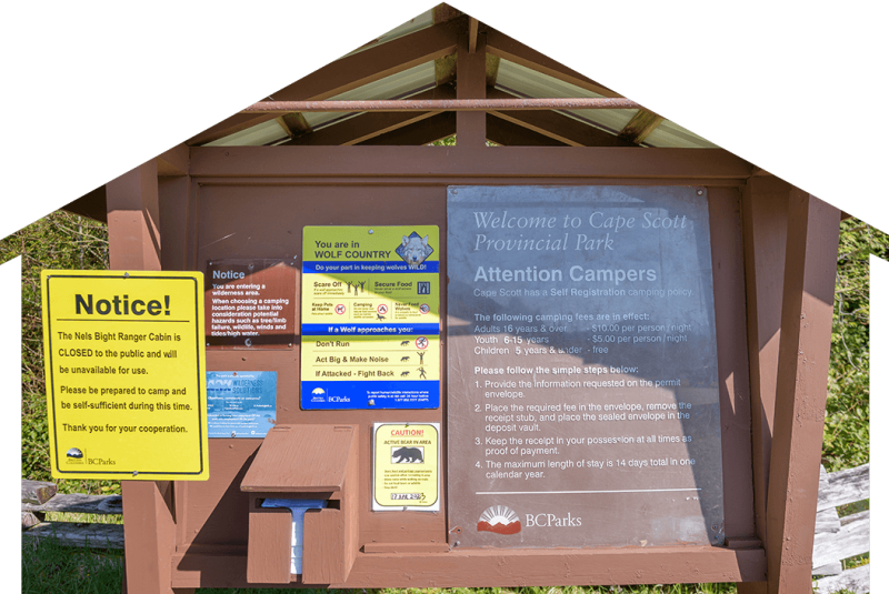 Cape Scott Provincial Park sign