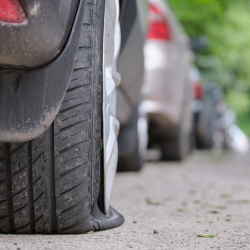 Flat tire on the road