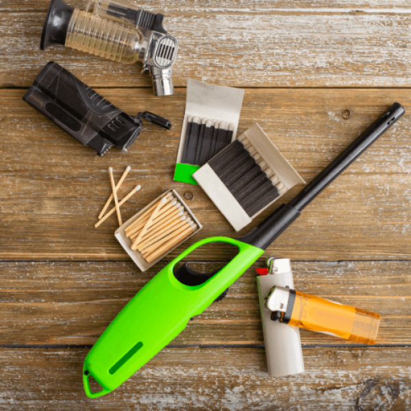 Firestarters on a wooden table