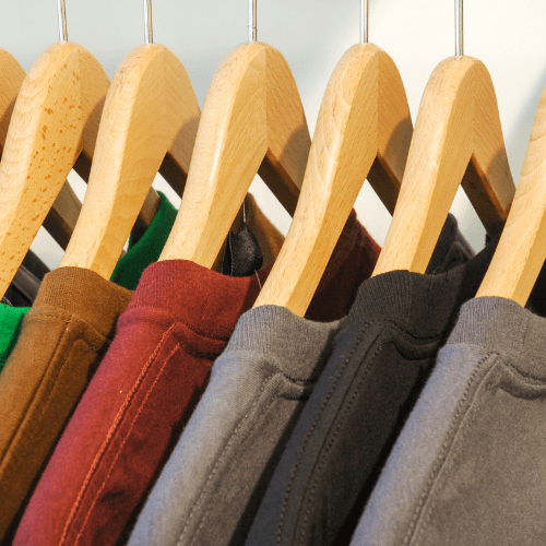 Photos of tshirts on a rack